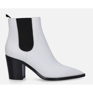 Gianvito Rossi Romney Chelsea Boots White Calfskin Pointed Toe 40 Slip On $1245